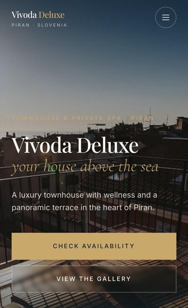 Vivoda Deluxe homepage on a phone